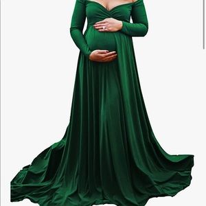 Emerald green Maternity photo shoot dress.